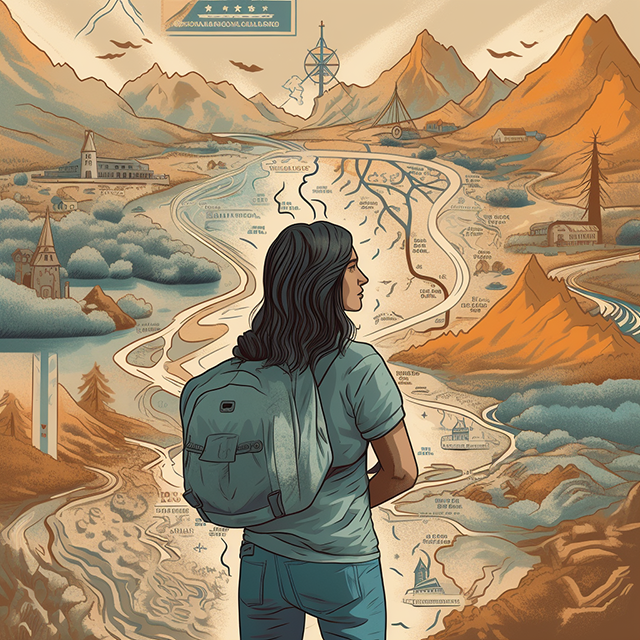 A_person_holding_a_map_standing_at_a_crossroads